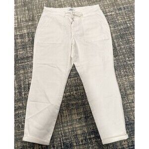 Judy Blue Jeans Womens 18W White Straight Leg Denim Cuffed Bottom Drawstring